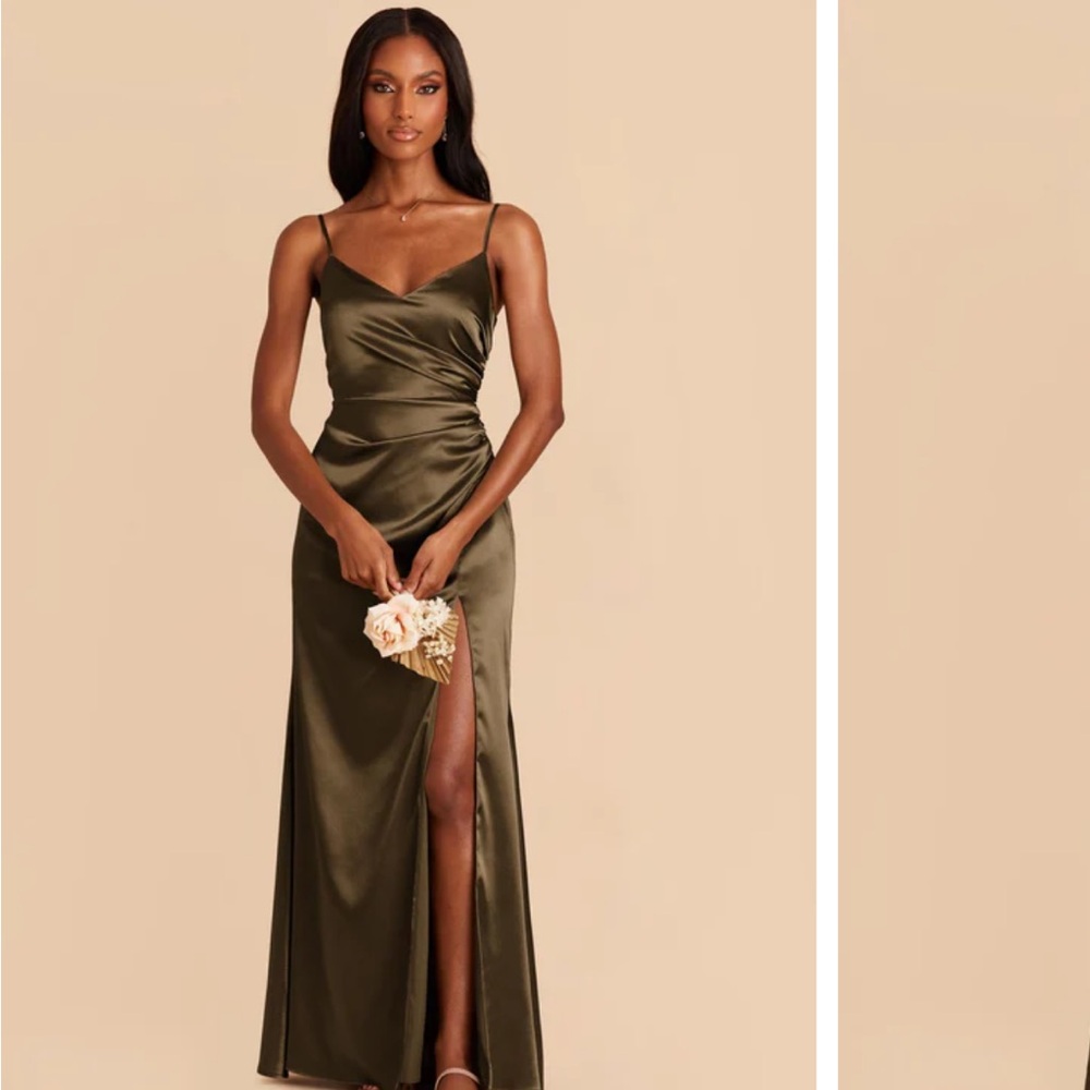 Birdy Grey Green Ruched Slit Gown